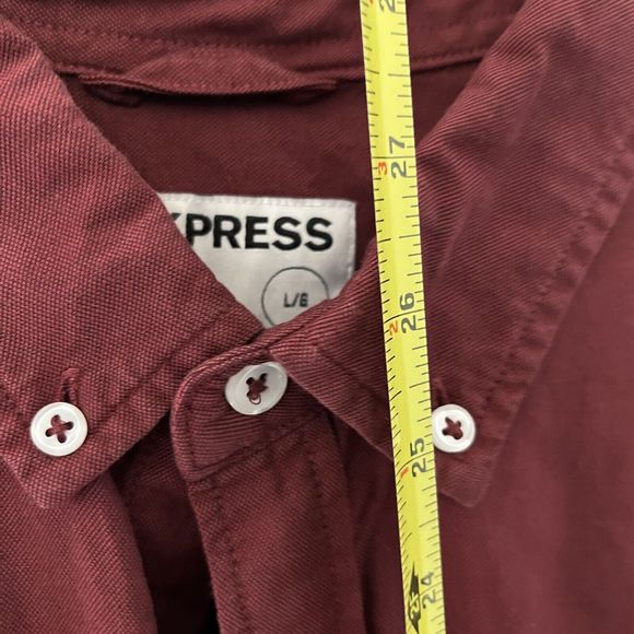 Express Classic Soft Wash Maroon Red Men's Button Down Shirt Long Sleeve VGCond - Picture 7 of 7